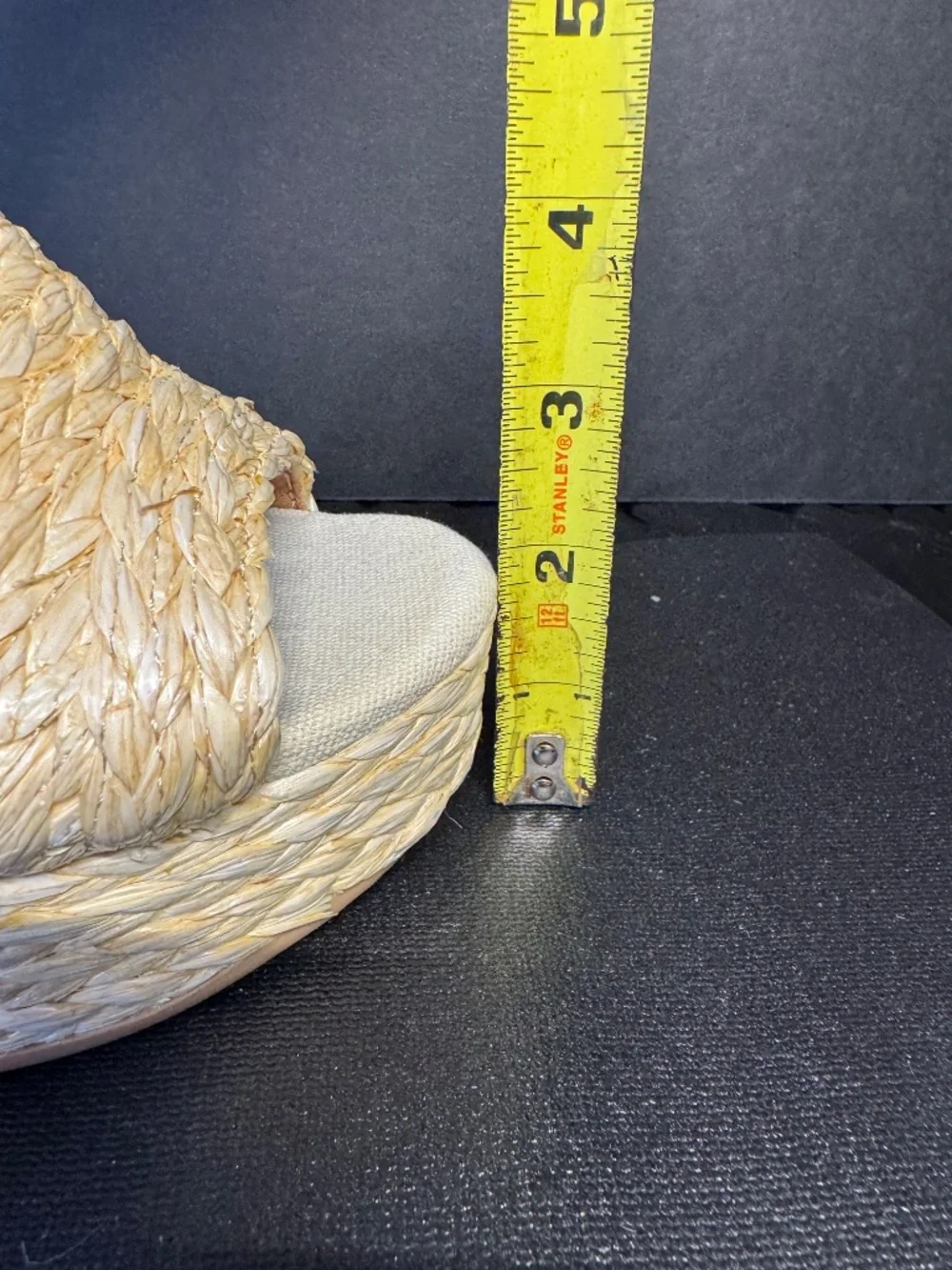 Raffia Platform Mule Heels Size 6 Woven Straw Slide Sandals